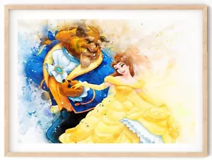Belle and Beast from Beauty and the Beast Watercolour Art Print - Picture 1 of 1