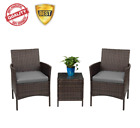 3 Pieces Outdoor Patio Furniture PE Rattan Wicker Table and Chairs Set, Gray NEW