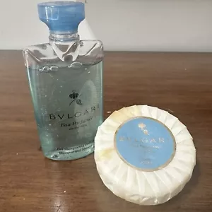 Bvlgari au the Bleu Shampoo & Shower Gel 2.5 oz & 2.6 oz Round Soap Bar - Picture 1 of 6