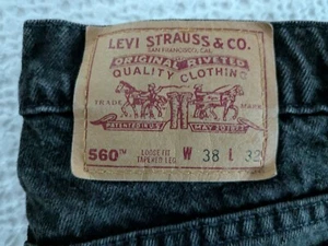 Levi Straus 560 Loose Fit Tapered Leg Black Jeans - Mens 38 X 32 - Picture 1 of 3