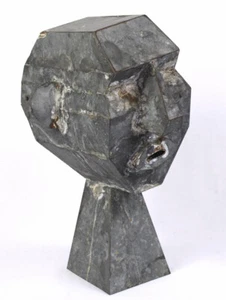 An interesting Folk Art sculptured head made from galvanized sheet metal - Picture 1 of 10