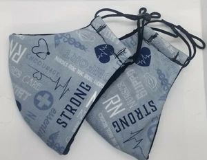 2 Pack Grey Nurse print Face Masks - Picture 1 of 3