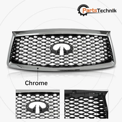 Fits 2018-2021 Infiniti QX80 Chrome Grill Front Bumper Upper Grille 623106GW0A Foto 1 de 4