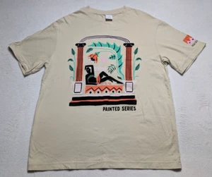 Zara Painted Series Flocked Graphic T-Shirt Beige Size Small Roman Graphic - Picture 1 of 7