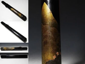 Pipecase Netsuke Inro Sagemono Meiji Japonés Antiguo Maki-e Monther of Pearl - Imagen 1 de 8