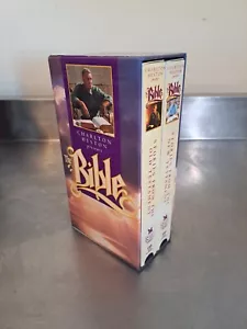 CHARLTON HESTON PRESENTS THE BIBLE VHS 2 TAPE SET ~ Stories Old & New Testaments - Picture 1 of 4