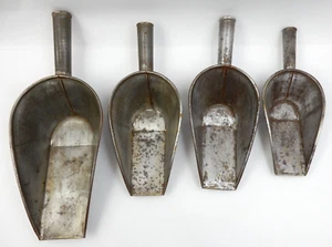 JUEGO DE 4 CUCHARADAS DE GRANO DE ACERO GALVANIZADO DE ESTAÑO PARA TIENDA GENERAL DE COLECCIÓN - Imagen 1 de 16