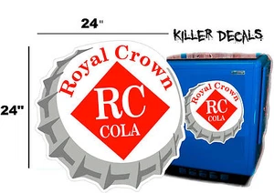 24" RADIOCONTROL ROYAL CROWN COLA TAPA CALCOMANÍA ENFRIADORES SODA MÁQUINA POP LETRERO ESTILO 1 - Imagen 1 de 1
