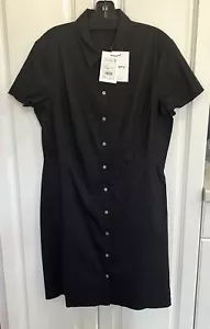 NWT Theory size 14 black button down eco crunch lined button down dress $365 - Picture 1 of 5