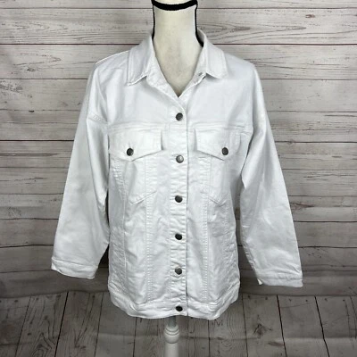 Chaqueta de jean Eileen Fisher para mujer de algodón orgánico blanca de gran tamaño talla XS Foto 1 de 4