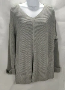 Suéter para mujer Charter Club algodón XL gris texturizado cuello en V jersey torso algodón - Imagen 1 de 11