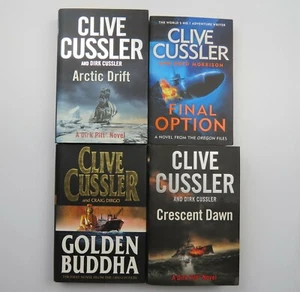 4x Clive Cussler Novels Crescent Dawn Arctic Drift Golden Buddha Final Option - Picture 1 of 3