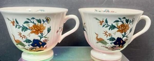 Wedgwood tazze da tè cinesi con piedi di acqua ruggine floreale uccellini verde blu ricambio 2 - Foto 1 di 19