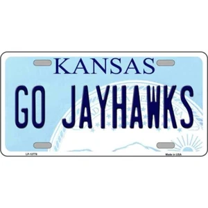 MINI Size 4"x2.2" License Plate Metal Sign for Home Go Jayhawks Novelty - Picture 1 of 1