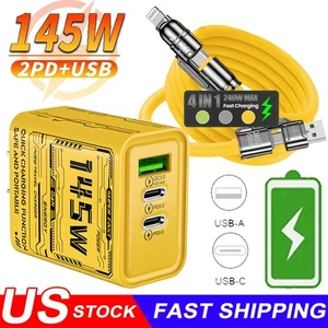 Cargador de pared rápido tipo C de 145 W, cable súper rápido 4 en 1 240 W para teléfono celular iPad - Imagen 1 de 18