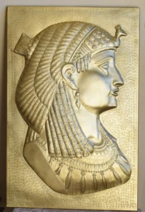 Cleopatra Brass Wall Art-1.9X1.2 ft –Art Nouveau-Etched embossed Hanging Plaque - Picture 1 of 14
