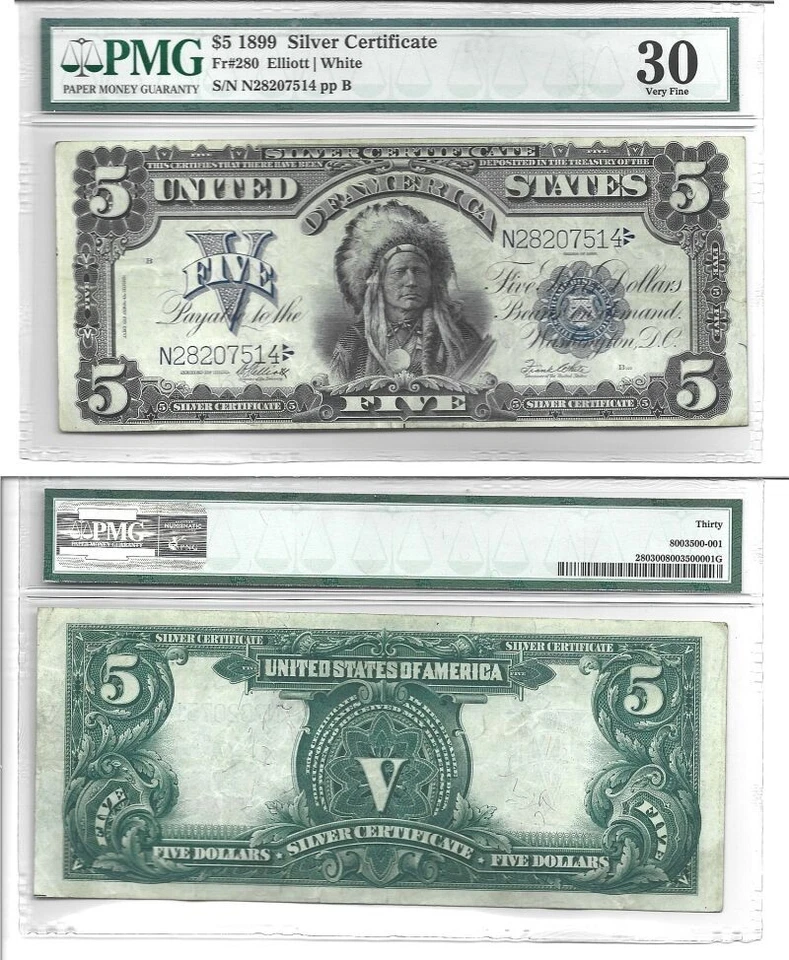 1899 $5 Silver Certificate Fr-280 PMG VF-30 - Image 1 of 1