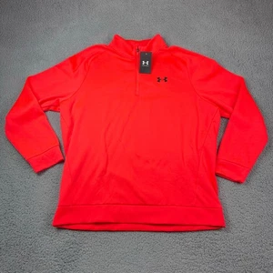 Under Armour Mens 2XL Fleece 1/4 Zip Pullover Loose Neon Orange Warm Sweatshirt - Picture 1 of 8
