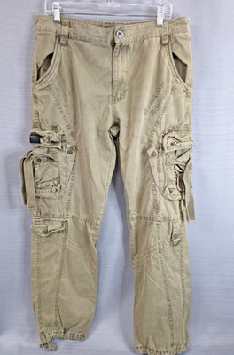 Jeans utilitarios cargo vintage Brooklyn Xpress verde oliva Y2K para hombre talla 34/34 Foto 1 de 4