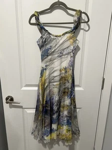 Komarov Transparent Women's Watercolor Floral Chiffon Midi Dress - Size XS - Picture 1 of 6