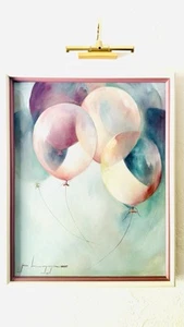 Jo Huggins Signed Framed Vintage Original Painting 21" x 27" In Balloons Mint - Picture 1 of 8