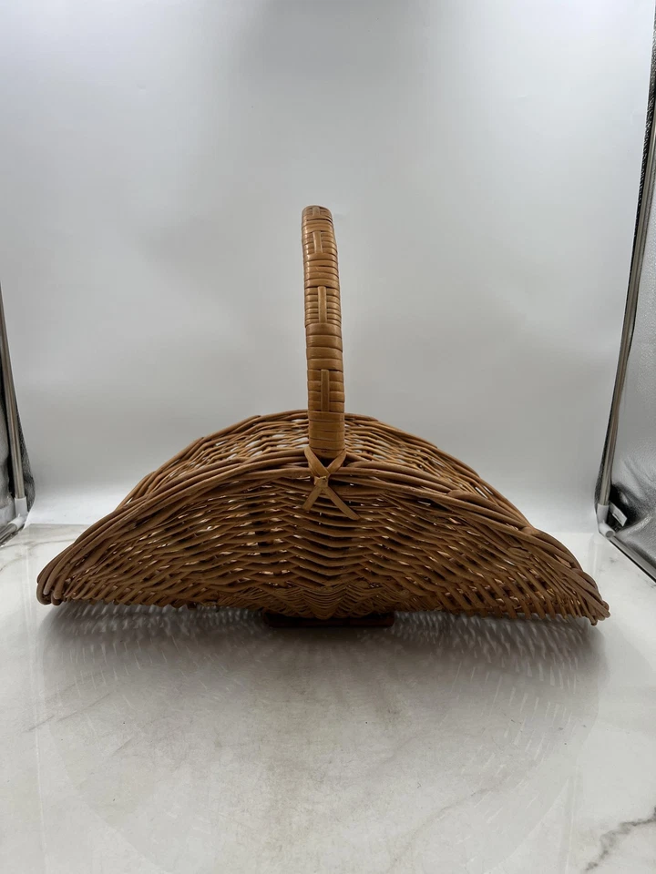 Cesta de mimbre vintage tejida a mano mango ovalado grande 22" decorativa rústica Boho Sto Foto 1 de 4