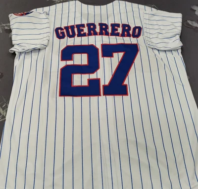 VINTAGE Vladimir Guerrero #27 Expos Throwback White Sewn Stitched Jersey. - Image 1 of 4