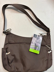 Travelon Anti-theft Classic Crossbody Bucket Bag Nutmeg Crossbody NEW - Picture 1 of 6