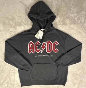 AC/DC H&M Hoodie Adult Small Black Retro Graphic Oversized Hooded Sweatshirt - Picture 1 of 15