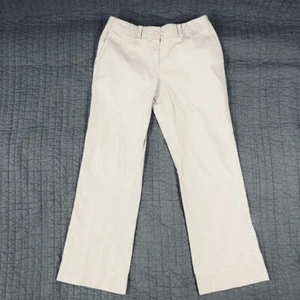 Hillard Hanson Pants Women 4 Beige Texture Stripes Stretch Relax Casual Pockets - Picture 1 of 12