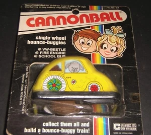 Vintage CANNONBALL VW Beetle single wheel bounce-buggies Green Grass Toys 85/87 - Picture 1 of 2