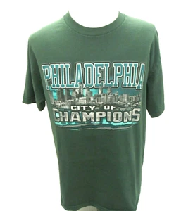 Philadelphia City Of Champions Mens Large Double Sided Cotton T Shirt VTG EAGLES - Picture 1 of 7