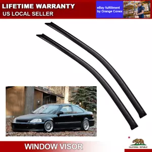Smoke Window Visors For 1996-2000 Honda Civic 2 Door Coupe Rain Guard Deflector - Picture 1 of 12