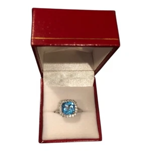 NWOT Sterling Silver Aquarium Gemstone Cubic Zirconia Statement Ring Size 7 - Bild 1 von 3