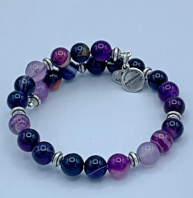 Pulsera Alex And Ani Tono Plata Cristal Púrpura Cuentas 395 Foto 1 de 4