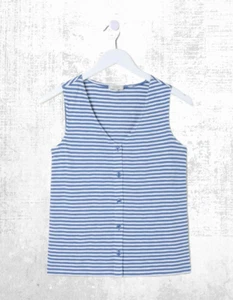 Ex Fat Face Women’s Sleeveless Claudia Stripe Button Tank in Blue - Picture 1 of 5