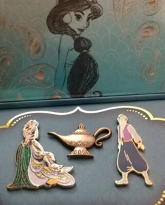 UK Disney Store Aladdin D23 Art of Jasmine 3 Pin Set LE EU DLP WDW HTF DLR DCA - Picture 1 of 4