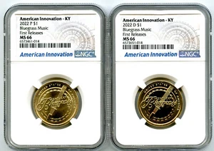 2022 P D KENTUCKY BLUEGRASS NGC MS66 AMERICAN INNOVATION DOLLAR MATCHED SET FR - Picture 1 of 2