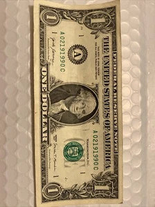 Fancy Serial Number $1 Dollar Birthday Note February 19, 1990. (02191990) - Picture 1 of 3