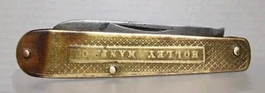 ANTIQUE HOLLEY MFG Co. Lakeville, Conn Pocket Knife 1850 - 1865 Brass Very Rare - Picture 1 of 23