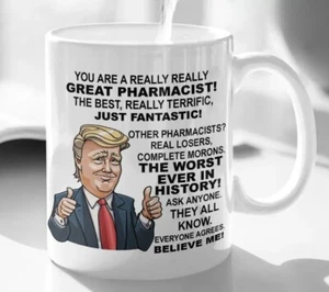 Gran farmacéutico Donald Trump taza de café regalo, taza de té compañero de trabajo de farmacia - Imagen 1 de 7