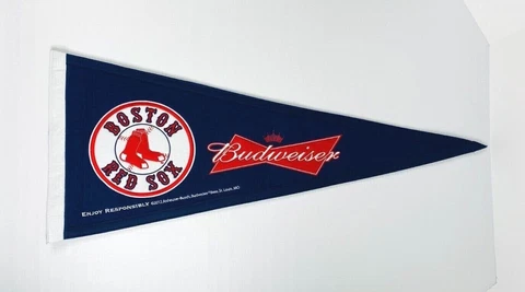 Boston Red Sox Budweiser MLB Wool Logo Pennant Large 40x17 New Cover
