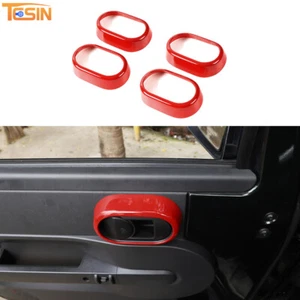 Red Inner Door Handle Bowl Cover Trim Ring for 2007-2010 Jeep Wrangler JK 4Doors - Picture 1 of 9