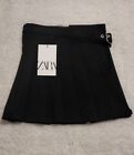 Zara Box Pleated A-Line Buckled Black Skirt Girls Size 7 *Dimensions In Pictures