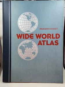 Vintage Readers Digest Hardback Wide World Atlas Blue Large 11x15 - Picture 1 of 1