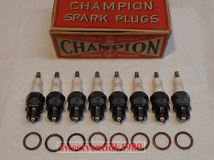 (8) ‘NOS’ Champion C-15 Spark Plugs .. ‘Coke Bottle 2 Ring Design’ .. USA Made - Picture 1 of 21