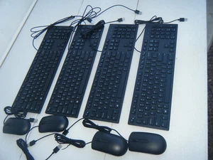 Lot of 4 USB Dell Slim Multimedia Wired Keyboard Black KB216-BK-US 0RKR0N RKR0N - Picture 1 of 3