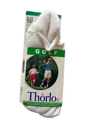 VTG Socks Thorlos Sport Golf Roll Top White G-13 Low Acrylic USA 10-13 NOS 90's - Image 1 of 4