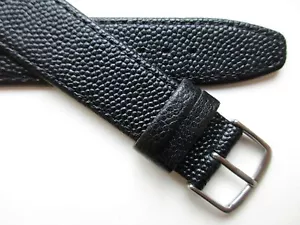 Black Stingray print thin 20 MM leather watch band strap - Picture 1 of 5
