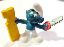 Smurfs Handy Smurf Carpenter 20112 Saw Wood Vintage Figure 1979 PVC Toy Figurine